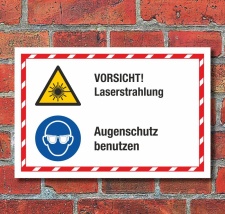 Kombischild Vorsicht Laserstrahlung Augenschutz benutzen...