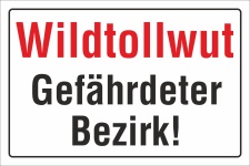 EP Schild Wildtollwut, Gefährdeter Bezirk, 3 mm...