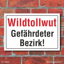 EP Schild Wildtollwut, Gefährdeter Bezirk, 3 mm Alu-Verbund