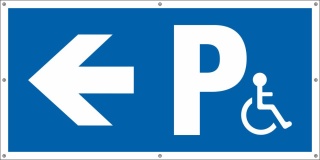 PVC Werbebanner Banner Plane Festival Absperrbanner Behindertenparkplatz Links 2200 x 1100 mm