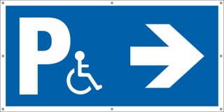 PVC Werbebanner Banner Plane Festival Absperrbanner Behindertenparkplatz Rechts 2200 x 1100 mm