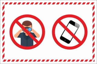 PVC Palettenbanner Banner Plane Gaffen Fotografieren Filmen verboten Piktogramme