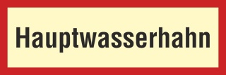 Brandschutzzeichen Hauptwasserhahn Feuer Rauch Nachleuchtend ASR A1.3