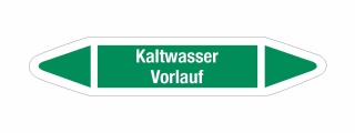 Rohrleitungskennzeichnung Aufkleber Etikett Kaltwasser Vorlauf DIN 2403 Wasser - 75 x 15 mm / 20 Stück