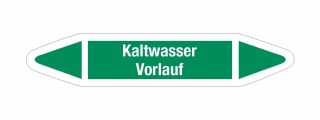 Rohrleitungskennzeichnung Aufkleber Etikett Kaltwasser Vorlauf DIN 2403 Wasser - 125 x 25 mm / 100 Stück