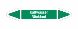 Rohrleitungskennzeichnung Aufkleber Etikett Kaltwasser Rücklauf DIN 2403 Wasser - 75 x 15 mm / 20 Stück