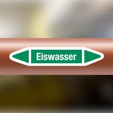 Rohrleitungskennzeichnung Aufkleber Etikett Eiswasser DIN...