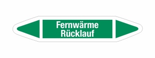 Rohrleitungskennzeichnung Aufkleber Etikett Fernwärme Rücklauf DIN 2403 Wasser - 300 x 60 mm / 20 Stück