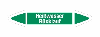 Rohrleitungskennzeichnung Aufkleber Etikett Heißwasser Rücklauf DIN 2403 Wasser - 125 x 25 mm / 20 Stück