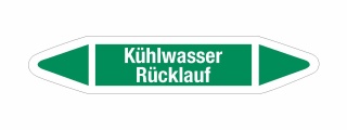 Rohrleitungskennzeichnung Aufkleber Etikett Kühlwasser Rücklauf DIN 2403 Wasser - 75 x 15 mm / 20 Stück