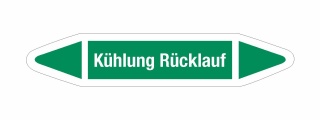 Rohrleitungskennzeichnung Aufkleber Etikett Kühlung Rücklauf DIN 2403 Wasser - 180 x 36 mm / 100 Stück
