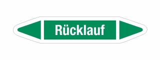 Rohrleitungskennzeichnung Aufkleber Etikett Rücklauf DIN 2403 Wasser - 125 x 25 mm / 100 Stück