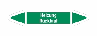 Rohrleitungskennzeichnung Aufkleber Etikett Heizung Rücklauf DIN 2403 Wasser - 75 x 15 mm / 10 Stück