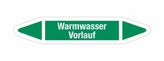 Rohrleitungskennzeichnung Aufkleber Etikett Warmwasser Vorlauf DIN 2403 Wasser