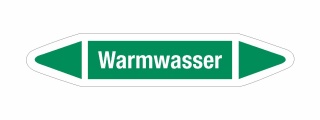 Rohrleitungskennzeichnung Aufkleber Etikett Warmwasser DIN 2403 Wasser - 125 x 25 mm / 20 Stück