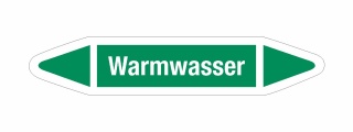 Rohrleitungskennzeichnung Aufkleber Etikett Warmwasser DIN 2403 Wasser - 180 x 36 mm / 10 Stück