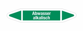 Rohrleitungskennzeichnung Aufkleber Etikett Abwasser alkalisch DIN 2403 Wasser - 300 x 60 mm / 10 Stück
