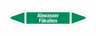 Rohrleitungskennzeichnung Aufkleber Etikett Abwasser Fäkalien DIN 2403 Wasser - 125 x 25 mm / 50 Stück