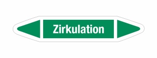Rohrleitungskennzeichnung Aufkleber Etikett Zirkulation DIN 2403 Wasser - 180 x 36 mm / 10 Stück