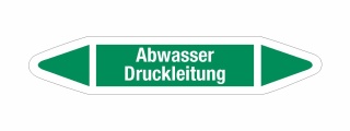 Rohrleitungskennzeichnung Aufkleber Abwasser Druckleitung DIN 2403 Wasser - 125 x 25 mm / 10 Stück