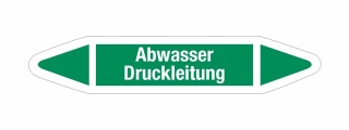 Rohrleitungskennzeichnung Aufkleber Abwasser Druckleitung DIN 2403 Wasser - 250 x 50 mm / 10 Stück