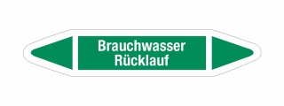 Rohrleitungskennzeichnung Aufkleber Brauchwasser Rücklauf DIN 2403 Wasser