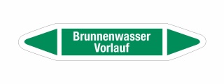 Rohrleitungskennzeichnung Aufkleber Brunnenwasser Vorlauf DIN 2403 Wasser - 75 x 15 mm / 20 Stück