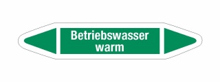 Rohrleitungskennzeichnung Aufkleber Etikett Betriebswasser warm DIN 2403 Wasser - 125 x 25 mm / 100 Stück