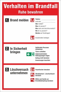 Schild Verhalten im Brandfall - Nachleuchtend Alu-Verbund 300 x 200 mm