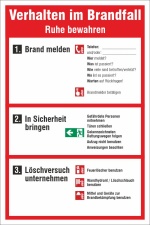Schild Verhalten im Brandfall - Nachleuchtend Alu-Verbund...