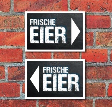 Schild Frische Eier verkauf mit Pfeil Hofladen Bio 3 mm...