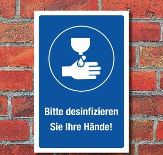 Schild Hände desinfizieren waschen Hygiene Sicherheit 3 mm Alu-Verbund