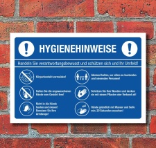 Schild Hygienehinweise Hände waschen Abstand halten...