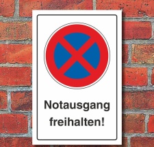 Schild Parkverbot Halteverbot Notausgang freihalten 3 mm...