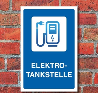 Schild Elektrotankstelle Ladestation E-Auto Elektroauto 3 mm Alu-Verbund