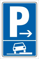 Schild Parken auf Gehwegen Rechts Anfang 3 mm Alu-Verbund...