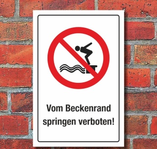 Schild Vom Beckenrand springen verboten Schwimmbad Freibad 3 mm Alu-Verbund