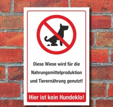 Schild Kein Hundeklo Wiese Nahrungsmittelproduktion...