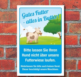 Schild Kein Hundeklo Hundekot Haufen Unrat Futterwiese 3 mm Alu-Verbund