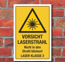 Schild Vorsicht Laserstrahl Klasse 2 Hinweisschild Gefahr...