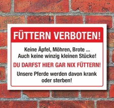 Schild Pferde füttern verboten Koliken Hinweisschild...