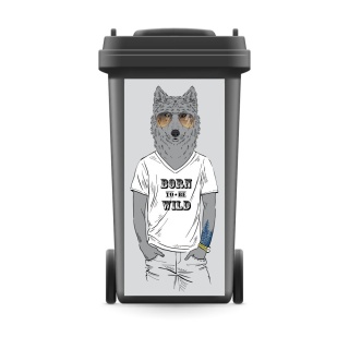 Mülltonnenaufkleber Mülltonne Mülleimer Abfalltonne Sticker Wolf T-Shirt Tier