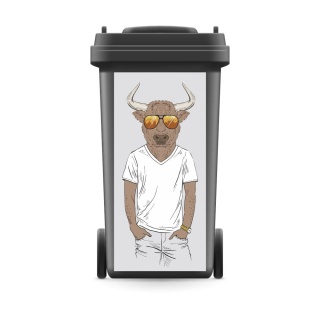 Mülltonnenaufkleber Mülltonne Mülleimer Abfalltonne Sticker Stier T-Shirt Tier