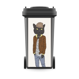 Mülltonnenaufkleber Mülltonne Mülleimer Abfalltonne Sticker Katze Kater Tier- 720 x 320 mm