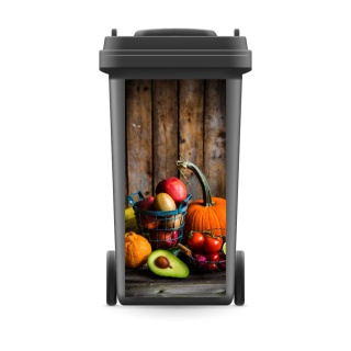 Mülltonnenaufkleber Mülltonne Mülleimer Abfalltonne Kürbis Avocado Gemüse - 740 x 370 mm