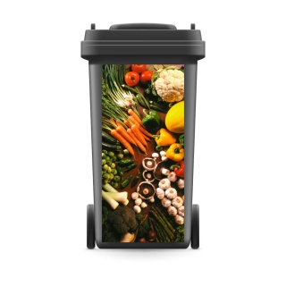 Mülltonnenaufkleber Mülltonne Mülleimer Abfalltonne Möhren Pilze Paprika Gemüse- 720 x 320 mm