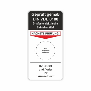 Grundetikett Geprüft DIN VDE 0100 elektr. Betriebsmittel Aufkleber 45 x 90 mm