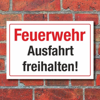 Schild Feuerwehr Ausfahrt freihalten Rettungsweg Leiter Hinweis 3 mm Alu-Verbund