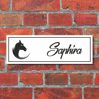 Boxenschild Stallschild Pferdebox Pferd Pony eigener Name 30x10 cm Alu-Verbund