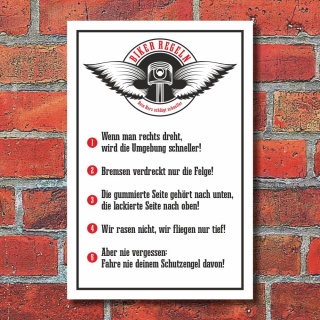 Schild Biker Regeln Motorrad Geschenk Geburtstag 3 mm Alu-Verbund
